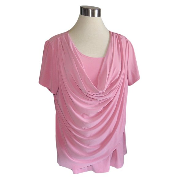 Roz & Ali Tops - Roz & Ali 1X Mauve Draped Blouse